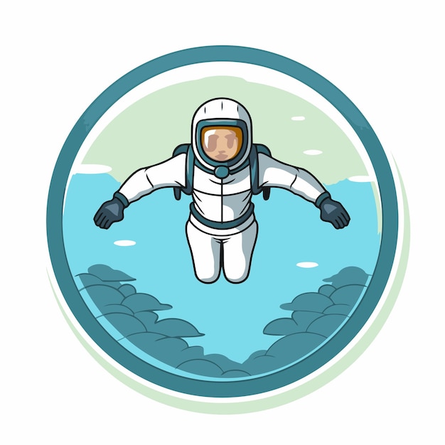 Astronauta volando en el espacio ilustración vectorial al estilo de dibujos animados