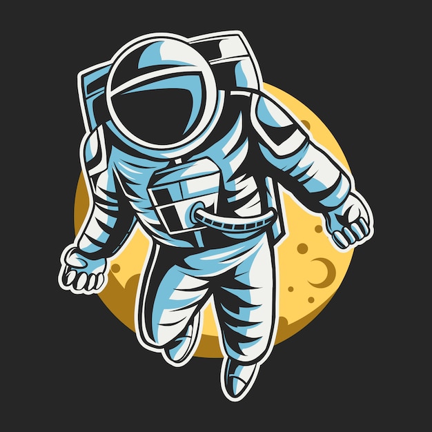 Astronauta volando en el espacio sobre la luna, diseño