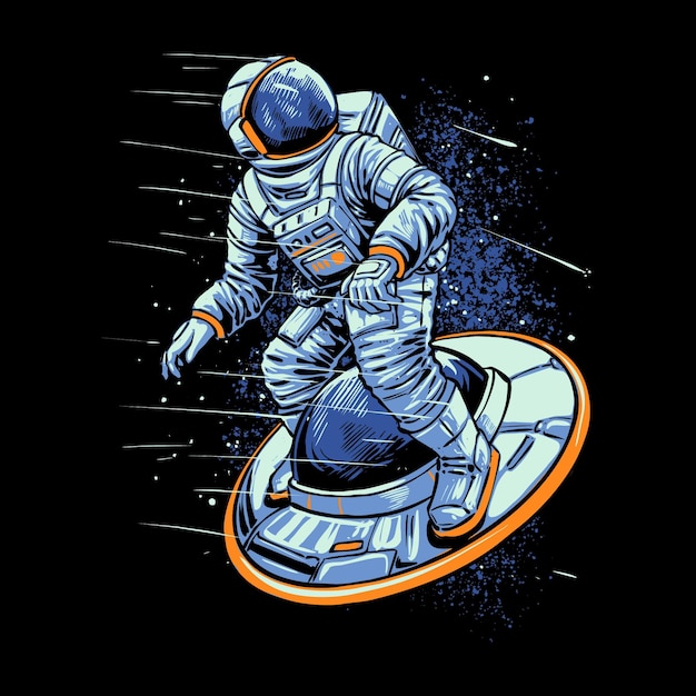 Astronauta volando en una ilustración ovni