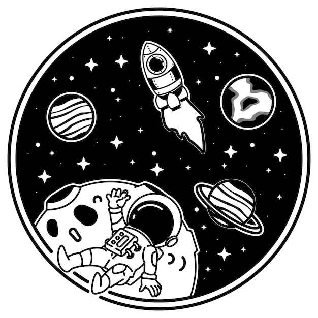 Vector astronautas alrededor de los planetas.