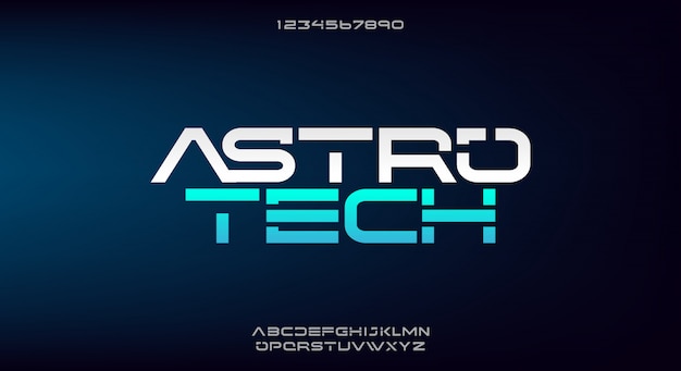 Astrotech, una fuente de alfabeto de ciencia de tecnología abstracta.