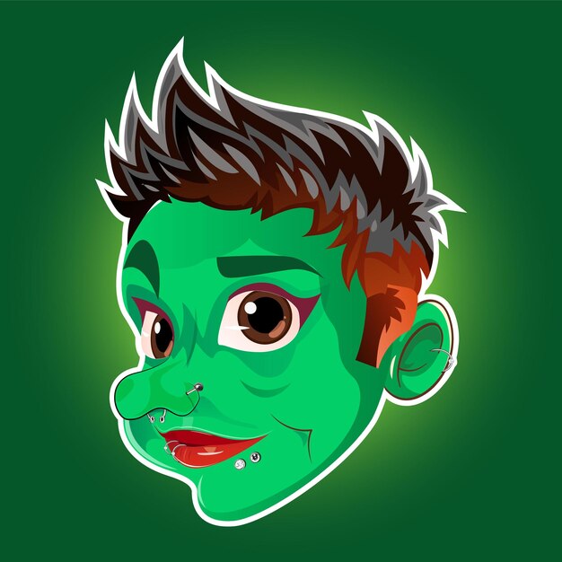 Asustadizo Frankenstein Ilustración de horror Monstruo Hulk Goblin pegatina de Halloween Espejoso