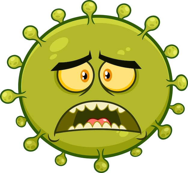 Asustado coronavirus covid19 dibujos animados emoji personaje vector ilustración