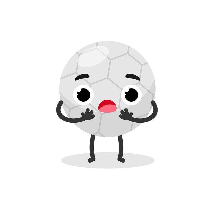 Vector asustado linda pelota de fútbol soccer emoji mascota