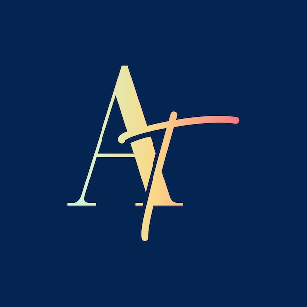 AT Diseño inicial del logotipo con estilo de escritura elegante AT Logotipo o símbolo de firma para la boda