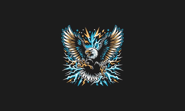ataque de águila con diseño de obras de arte vectoriales de fondo relámpago
