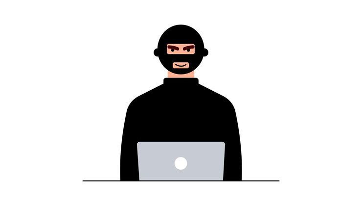 Vector ataque de piratas informáticos. fraude con datos de usuarios en redes sociales. phishing en internet, contraseña pirateada. ciberdelincuencia y delincuencia. un ladrón en un sitio web en línea en internet. el criminal detrás de una computadora portátil, computadora.