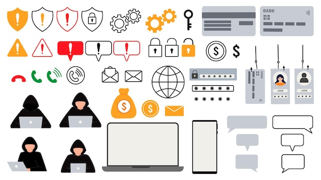 Ataque de piratas informáticos Fraude con datos de usuarios en redes sociales Robo de tarjetas de crédito o débito Suplantación de identidad en Internet nombre de usuario y contraseña pirateados Ciberdelincuencia y delincuencia Un ladrón en un sitio web en línea en Internet