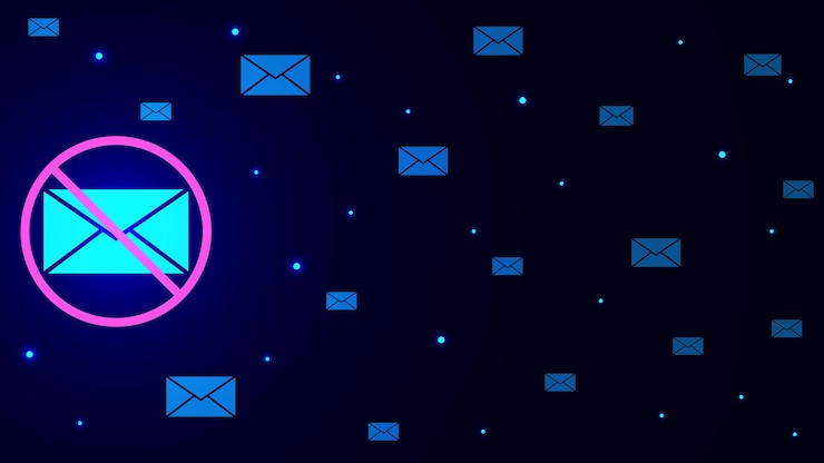 Vector ataque de spam de correo electrónico bloqueado o recibir muchos correos electrónicos y concepto de advertencia de virus de spam con sobres