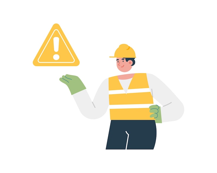 Vector atención de advertencia de peligro en la construcción