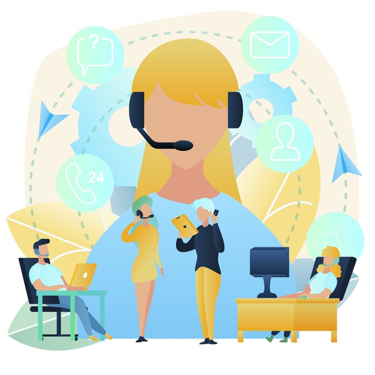 Vector atención al cliente con call center vector concept