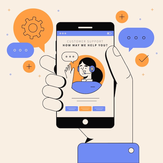 Atención al cliente de diseño plano orgánico