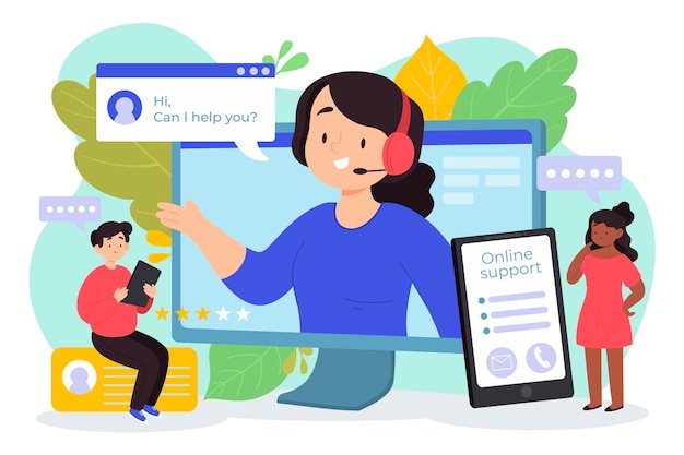 Atención al cliente de diseño plano orgánico
