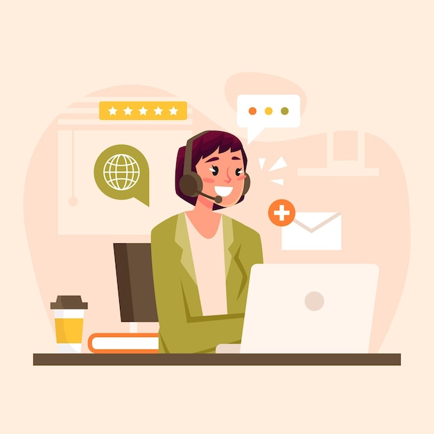 Atención al cliente de diseño plano