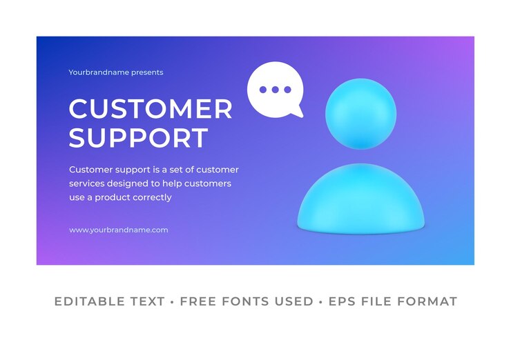Vector atención al cliente de forma remota chat de línea de ayuda con el personal y la burbuja de voz banner promocional icono 3d ilustración vectorial agente asistente operador en línea que responde a la pregunta del cliente con lugar para el texto