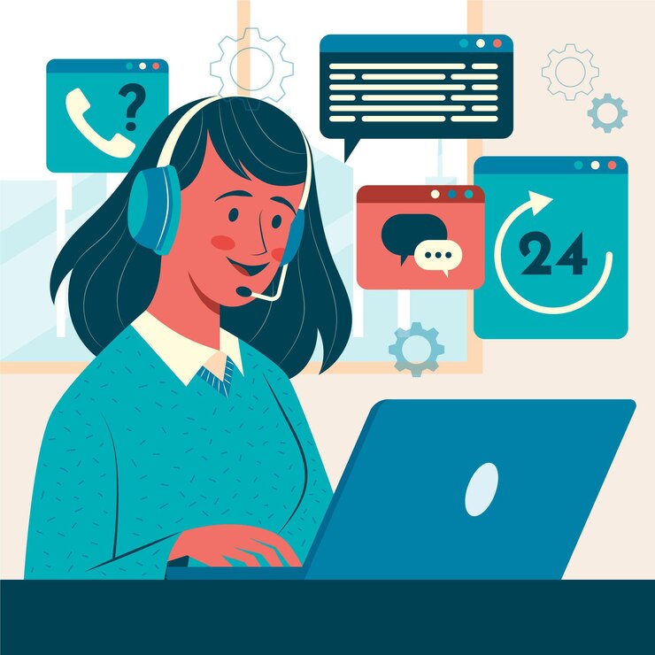Vector atención al cliente de ilustración plana
