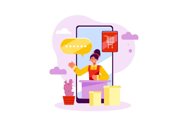 Vector atención al cliente en línea