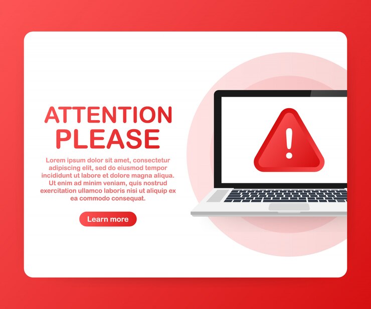 Vector atención por favor banner o plantilla de página de destino. .