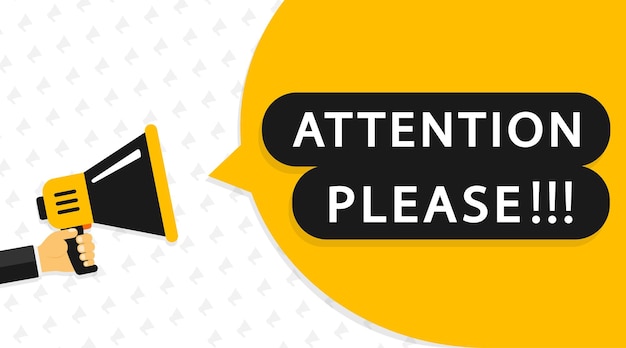 Atención por favor Megáfono Altavoz Banner de mensaje importante