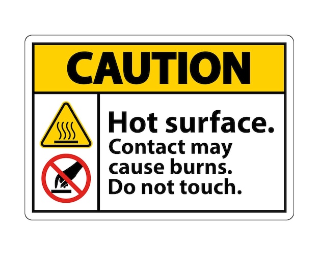 Atención No toque la superficie caliente Símbolo de señal aislado en fondo blanco Ilustración vectorial