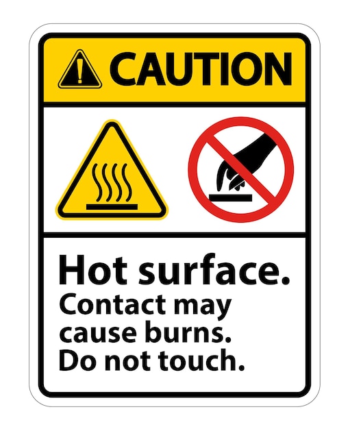 Atención No toque la superficie caliente Símbolo de señal aislado en fondo blanco Ilustración vectorial