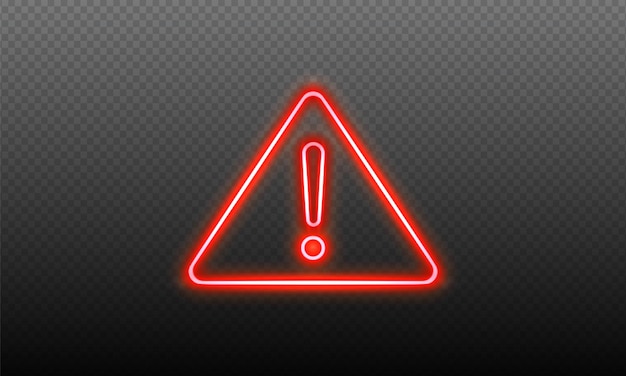 Atención Peligro Hackear Neón Símbolo sobre fondo transparente. Violación de datos de ataque de pirateo de malware.