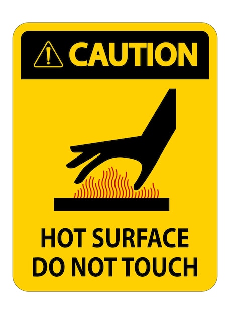 Atención Peligro de quemaduras Superficie caliente No toque el signo del símbolo aislado en fondo blanco Ilustración vectorial