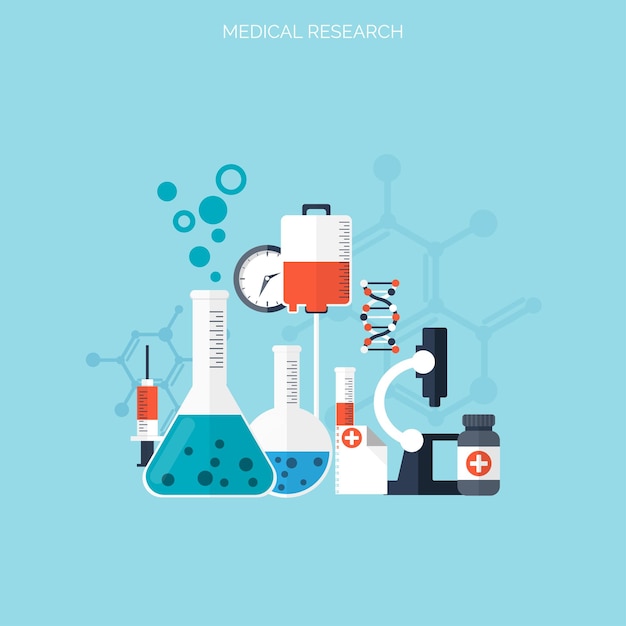 Atención sanitaria plana y antecedentes de investigación médica concepto del sistema de atención sanitaria medicina y química