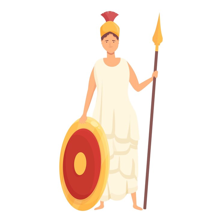 Vector atenea icono dibujos animados vector dios griego vesta atlas