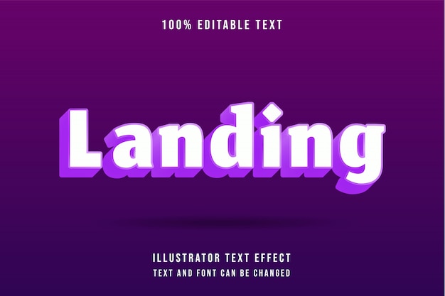 Aterrizaje, efecto de texto editable en 3D estilo de sombra moderno púrpura