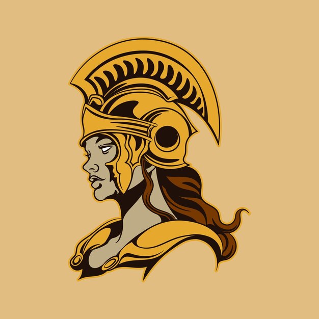 Vector athena logo griega mascota de la ciudad