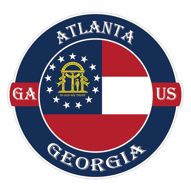 Atlanta Georgia Bandera EE. UU. Viaje Recuerdo Sello Insignia Pegatina Logotipo Vector Ilustración SVG EPS