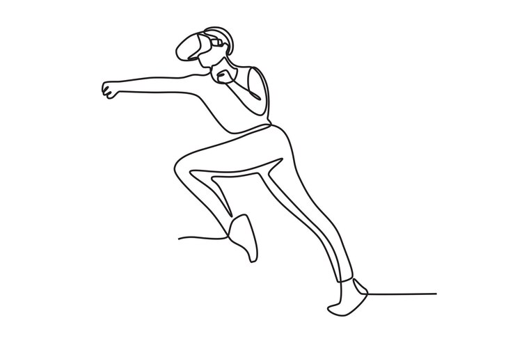 Vector atleta de boxeo que utiliza la realidad virtual
