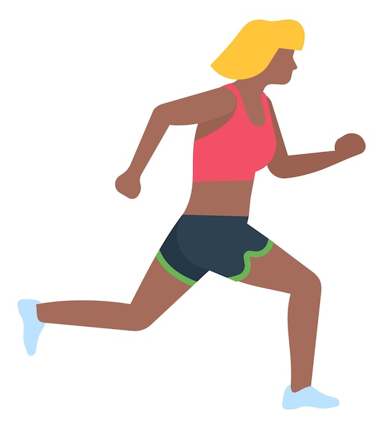 Atleta corriendo sprint. Mujer en entrenamiento de ropa deportiva para maratón. ilustración vectorial