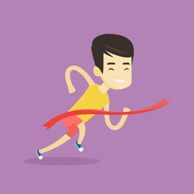Atleta cruzando la línea de meta ilustración vectorial.