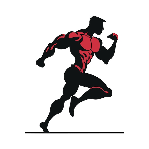 atleta masculino, funcionamiento, vector, silueta, cuerpo, constructor, condición física, modelo