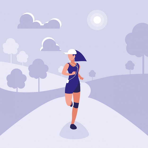 Vector atleta mujer corriendo personaje avatar