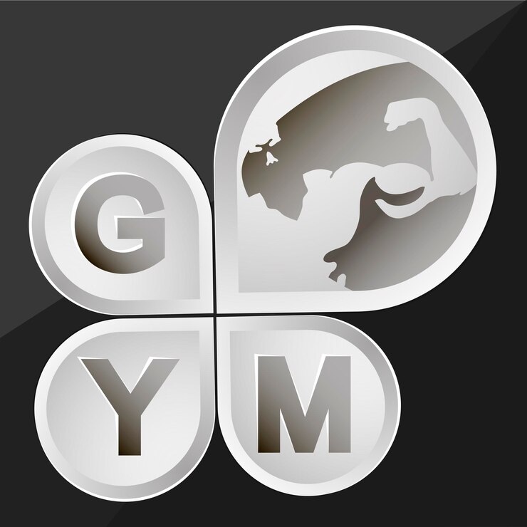 Vector atleta musculoso y el gimnasio de inscripción símbolo de gimnasia y deportes