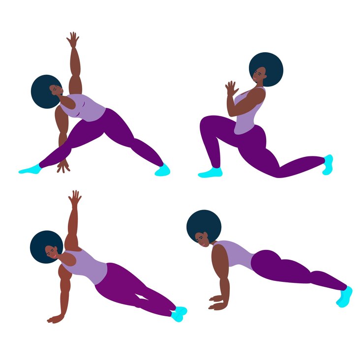 Vector un, atleta negro, hace, yoga, o, fitness., vector, ilustración