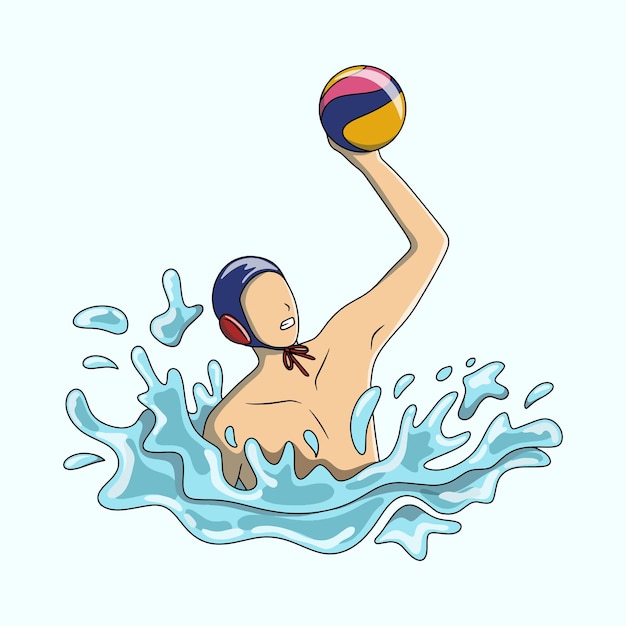 Atleta de polo acuático lanza la pelota a la piscina
