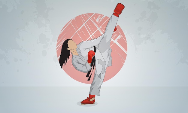 Vector atletas entrenan en las artes orientales del karate