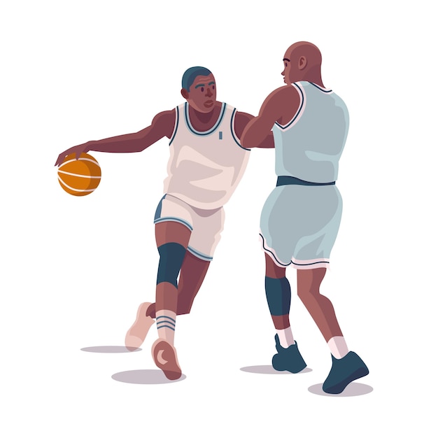 Vector atletas jugadores de baloncesto. ilustración vectorial