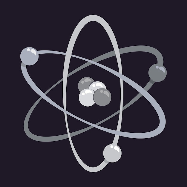 Vector Átomo con electrones en órbita ilustración vectorial gráfico de ciencia física