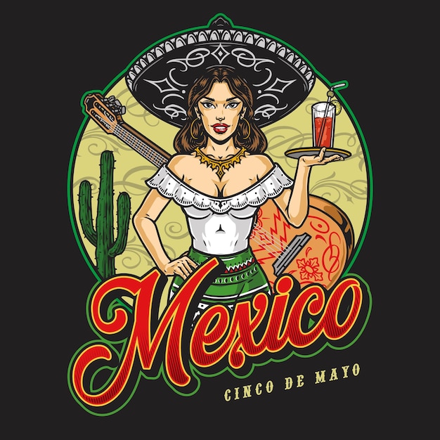 La atractiva camarera mexicana tiene una insignia vintage.