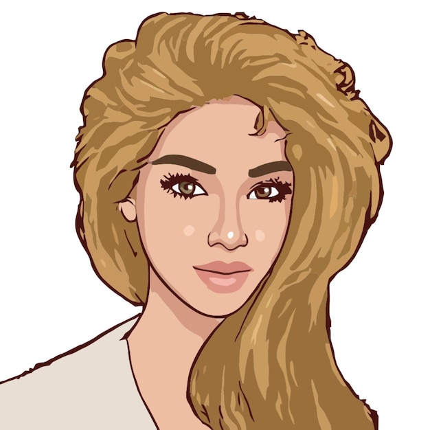 Vector atractiva chica rubia con pelo largo