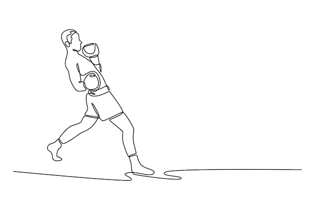 atractivo boxeador masculino haciendo entrenamiento de habilidad de golpe de esquiva