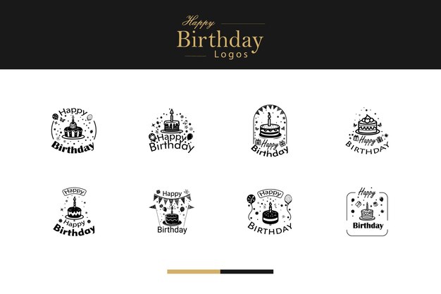 Atractivo El logotipo de cumpleaños feliz Bundle Composición estilo clásico