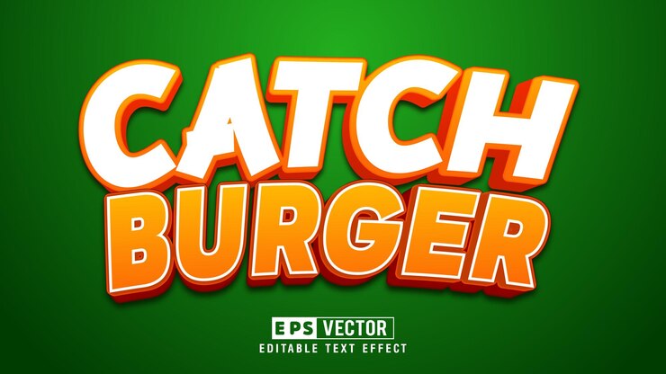 Vector atrapa hamburguesa efecto de texto editable 3d editable con fondo