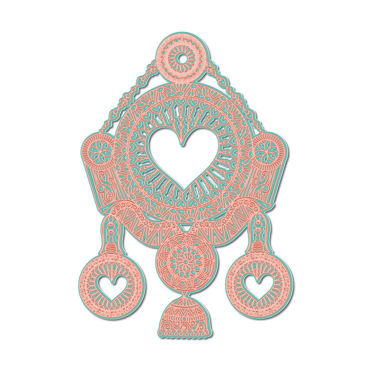 Vector atrapasueños del día de la madre con un colgante en forma de corazón con un corazón en el medio
