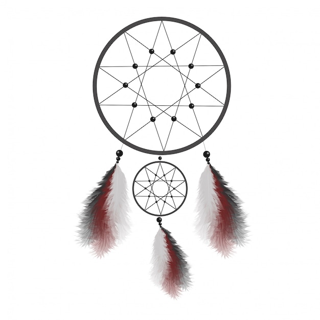 Atrapasueños con plumas. Talismán indio nativo americano